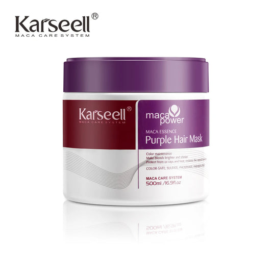 Karseell 500ml Purple Hair Mask – Neutralizes Brass & Yellow Tones for Blonde, Silver & Gray Hair