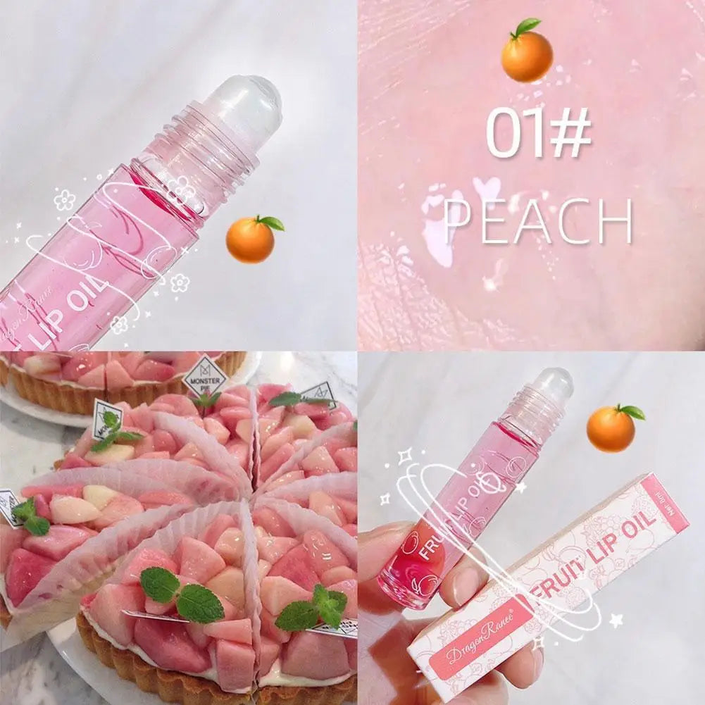 6 Colors Roll-on Fruit Essence Lip Balm – Hydrating Transparent Lip Oil & Gloss
