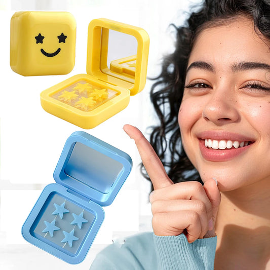 Blue/Yellow Stars Hydrocolloid Pimple Patches – Acne Spot Stickers with Mirror Storage Box