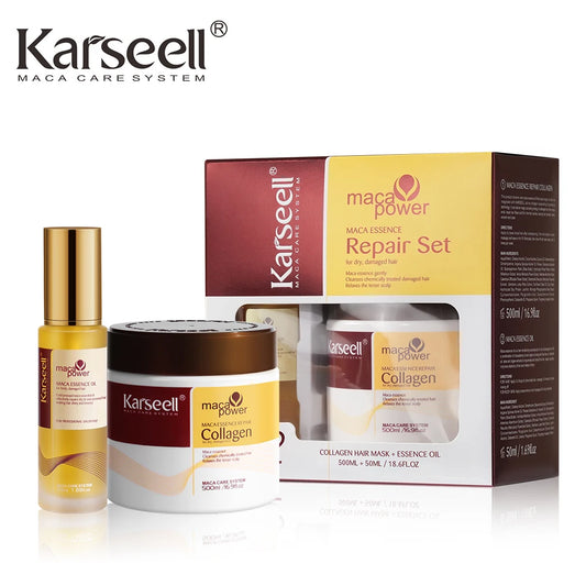 Karseell Collagen Hair Mask 500ml + Argan Oil Hair Serum 50ml – Deep Repair for Dry & Damaged Hair