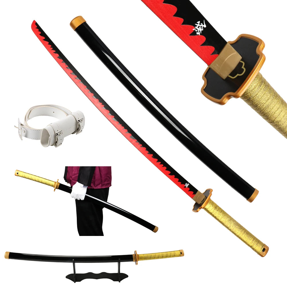 41 inch Demon Slayer Samurai Katana Sword With Belt And Holder Tanjiro Halloween Cosplay Props Decoration