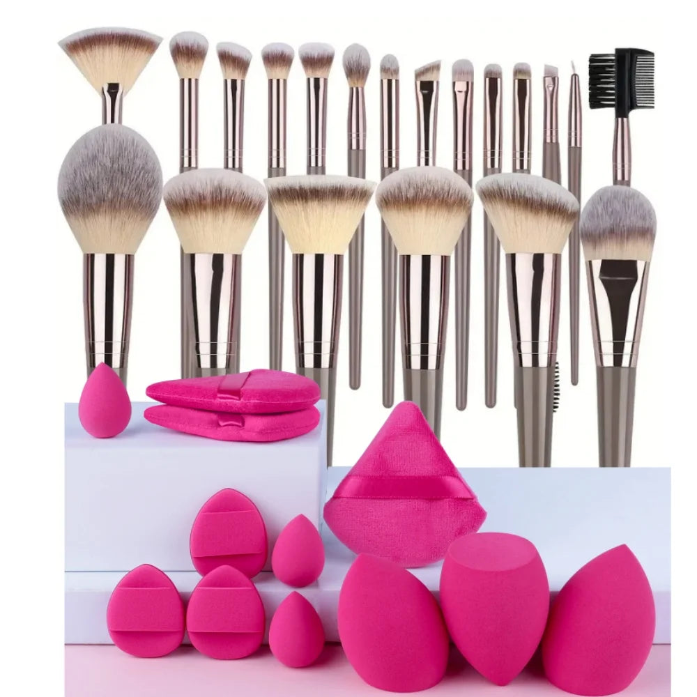 3-20PCS Makeup Brush Set – Eyeshadow, Foundation & Blush with Storage Box