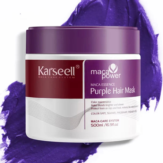 Karseell Purple Hair Mask 500ml – Neutralizes Brass & Yellow Tones for Blonde, Silver & Gray Hair