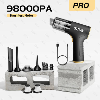 SZUK 98000PA Mini Car Vacuum Cleaner Powerful Cleaning Machine Strong Suction Handheld for Car Home Portable Wireless Cleaner