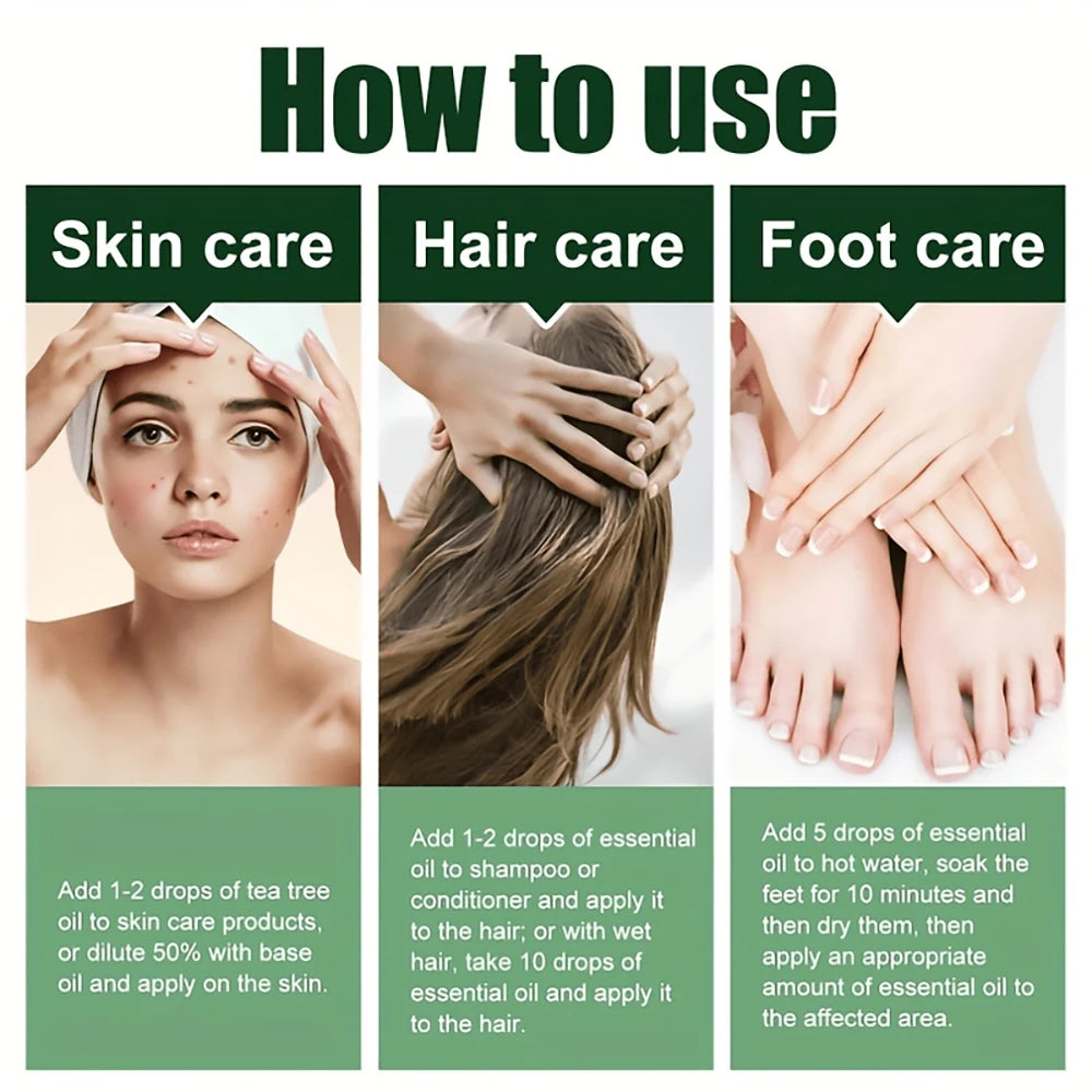 Tea Tree Essential Oil – Natural, Pure & Moisturizing Oil for Face, Body & Hair Care | Aromatherapy & Skin Repair
