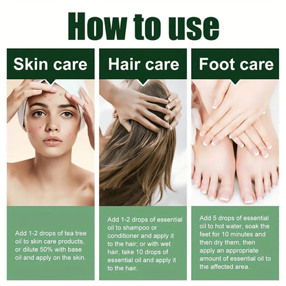 Tea Tree Essential Oil – Natural, Pure & Moisturizing Oil for Face, Body & Hair Care | Aromatherapy & Skin Repair