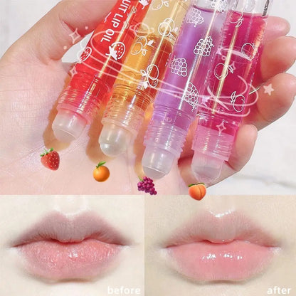 6 Colors Roll-on Fruit Essence Lip Balm – Hydrating Transparent Lip Oil & Gloss