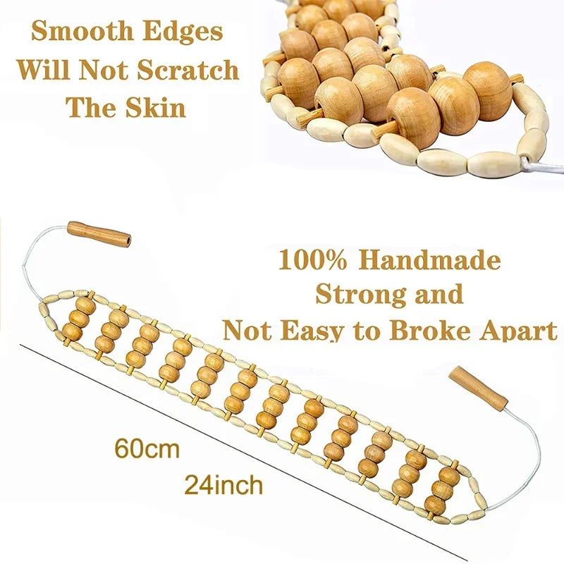 Wood Back Massage Roller Rope – Cellulite & Pain Relief Tool