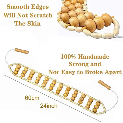 Wood Back Massage Roller Rope – Cellulite & Pain Relief Tool