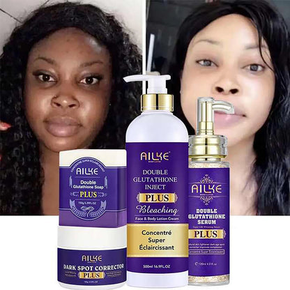 AILKE Glutathione PLUS Skin Lightening Kit: Advanced Whitening Lotion Set for Men & Women | Moisturizing & Softening