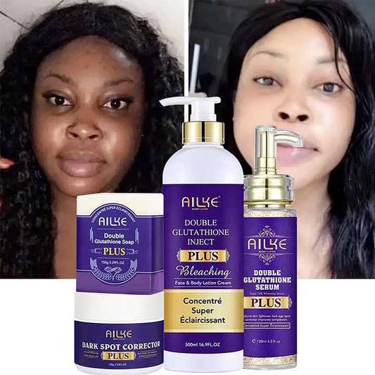 AILKE Glutathione PLUS Skin Lightening Kit: Advanced Whitening Lotion Set for Men & Women | Moisturizing & Softening