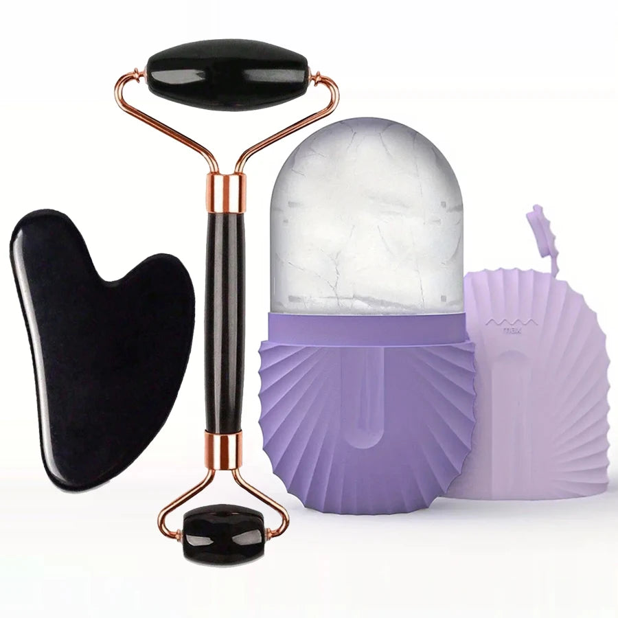 Facial Skincare Ice Roller & Gua Sha Face Tool for Lifting, Contouring & Massage