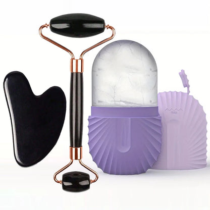 Facial Skincare Ice Roller & Gua Sha Face Tool for Lifting, Contouring & Massage