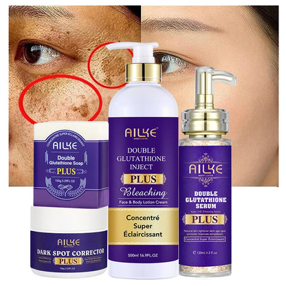 AILKE Glutathione PLUS Skin Lightening Kit: Advanced Whitening Lotion Set for Men & Women | Moisturizing & Softening