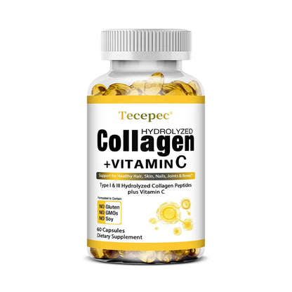 Collagen Peptides Capsules with Vitamin C – Hair, Skin, Nails, Joints & Bones Support