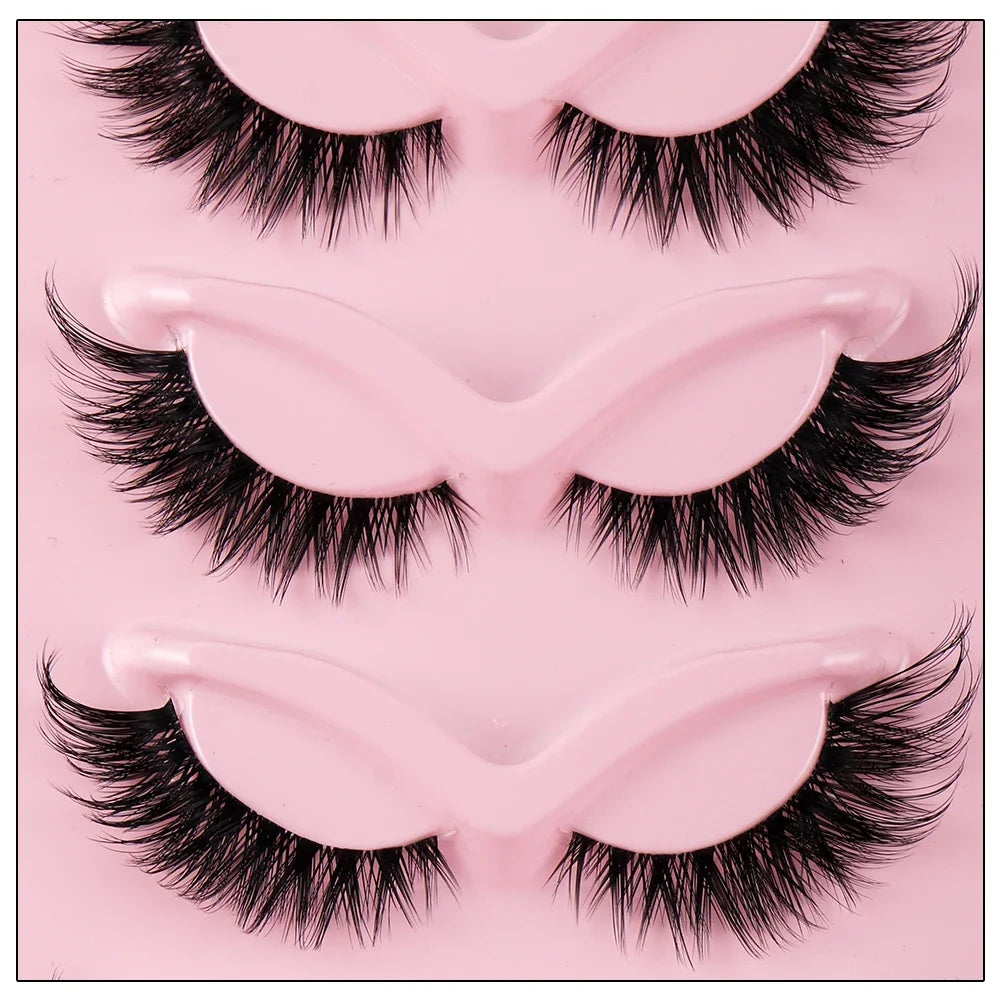 5 Pairs Cat Eye Faux Mink Lashes – Natural Long Winged Manga Style
