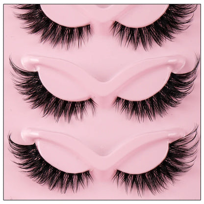 5 Pairs Cat Eye Faux Mink Lashes – Natural Long Winged Manga Style