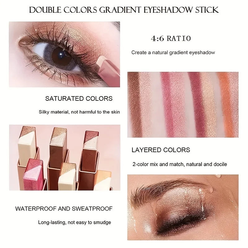 Two-Color Gradient Eyeshadow Stick – 3D Natural Long-Lasting Makeup