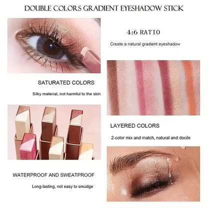 Two-Color Gradient Eyeshadow Stick – 3D Natural Long-Lasting Makeup