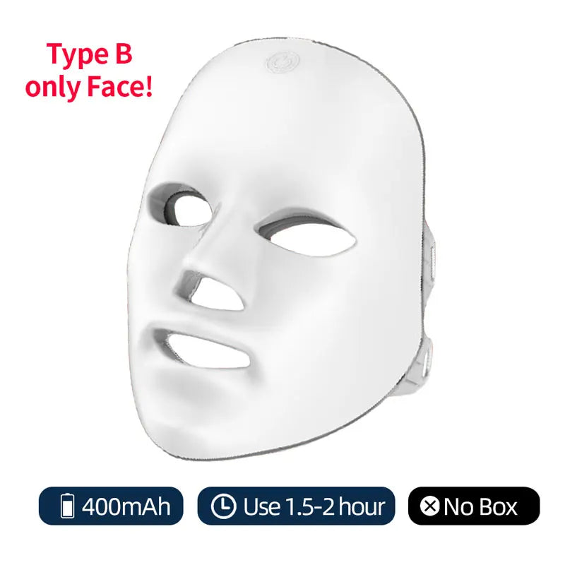 Wireless 7-Color LED Facial & Neck Beauty Machine – Skin Tightening & Rejuvenation Mask