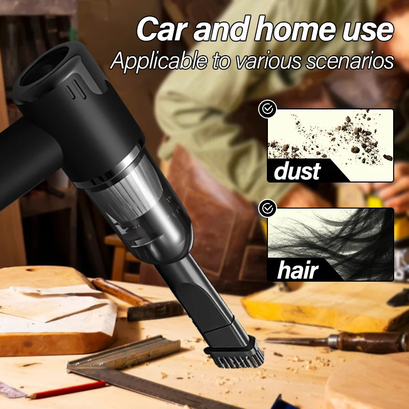 Car and home dual-purpose cordless vacuum cleaner, 3-in-1 rechargeable powerful handheld vacuum cleaner, 2000*2 battery
