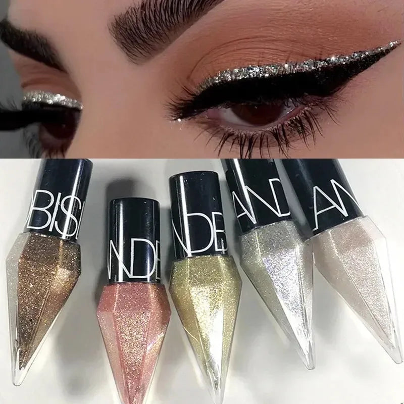 Diamond Shiny Eyeshadow & Eyeliner – Waterproof Glitter Silver & Rose Gold