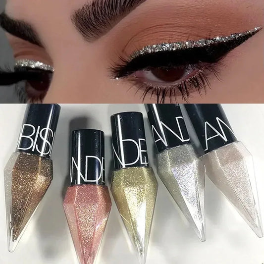 Diamond Shiny Eyeshadow & Eyeliner – Waterproof Glitter Silver & Rose Gold