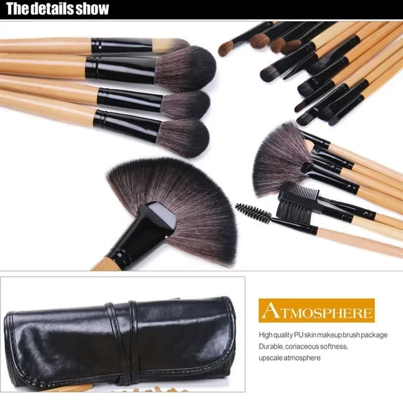 24-Pcs Professional Makeup Brush Set – Foundation, Eyeshadow & Eyebrow