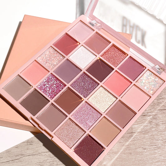 25-Color Oatmeal Milk Tea Eyeshadow Palette – Sparkling Pearls & Gentle Browns