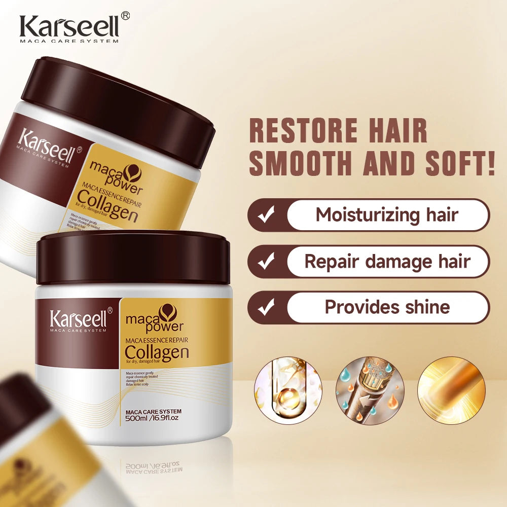 Karseell 2pcs Collagen Hair Treatment – Deep Repair Argan Oil Hair Mask for Dry & Damaged Hair