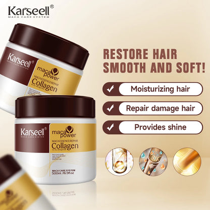 Karseell 2pcs Collagen Hair Treatment – Deep Repair Argan Oil Hair Mask for Dry & Damaged Hair