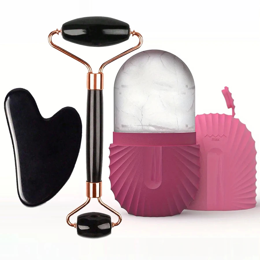 Facial Skincare Ice Roller & Gua Sha Face Tool for Lifting, Contouring & Massage
