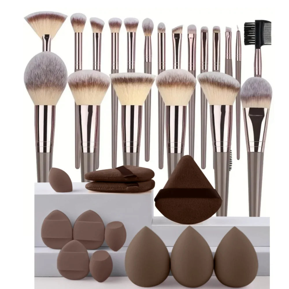 3-20PCS Makeup Brush Set – Eyeshadow, Foundation & Blush with Storage Box