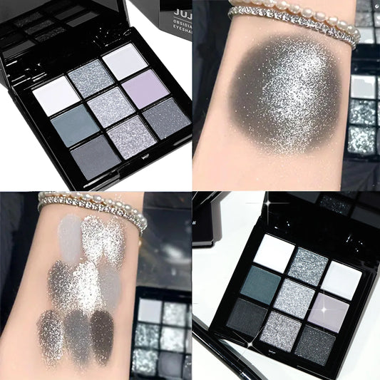 Black Light 9-Color Eyeshadow Palette – Smoky Dark & Cement Shades