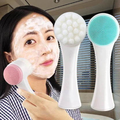 Silica Gel Facial Cleansing Brush – Double-Sided Exfoliating & Pore Cleaner
