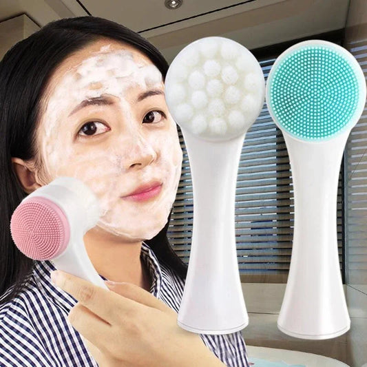 Silica Gel Facial Cleansing Brush – Double-Sided Exfoliating & Pore Cleaner