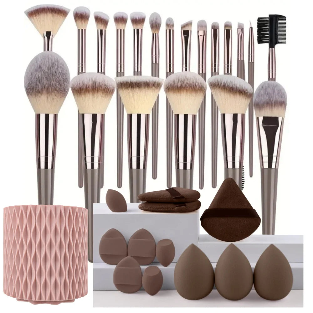 3-20PCS Makeup Brush Set – Eyeshadow, Foundation & Blush with Storage Box